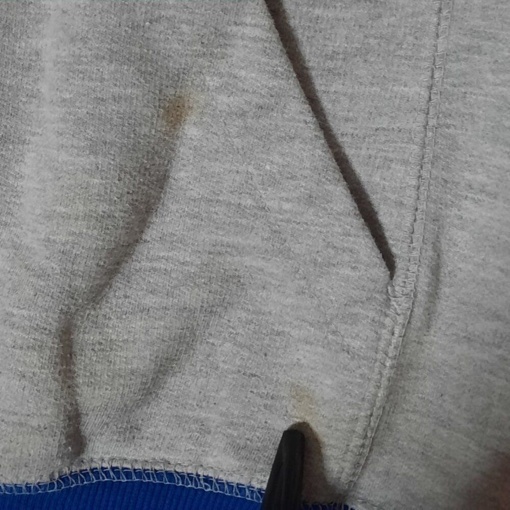 VTG Y2K ADIDAS Color Block Big Center Logo Hoodie Youth Lg Grey Blue Green, 90s - Picture 5 of 11